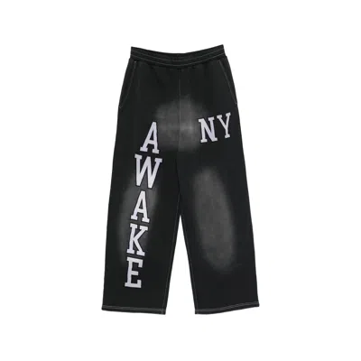 Awake Letter Appliqués Trousers In Black