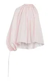 A.w.a.k.e. Linen-blend One-sleeve Voluminous Top In Pink