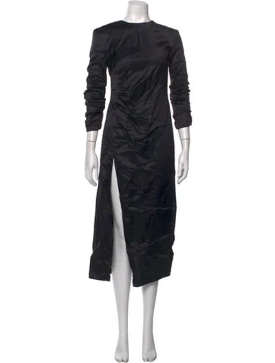 Pre-owned A.w.a.k.e. Linen Midi Length Dress In Black