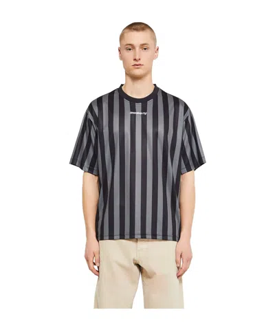 Awake Logo-embroidered Striped T-shirt In Black