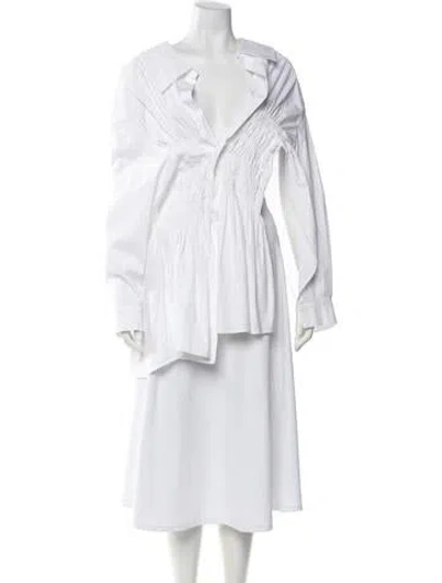 Pre-owned A.w.a.k.e. Long Sleeve Blouse In White