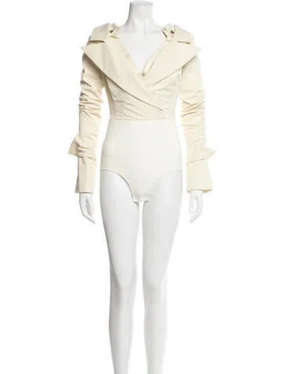 Pre-owned A.w.a.k.e. Long Sleeve Bodysuit In Neutral