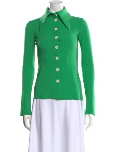 Pre-owned A.w.a.k.e. Long Sleeve Button-up Top In Green