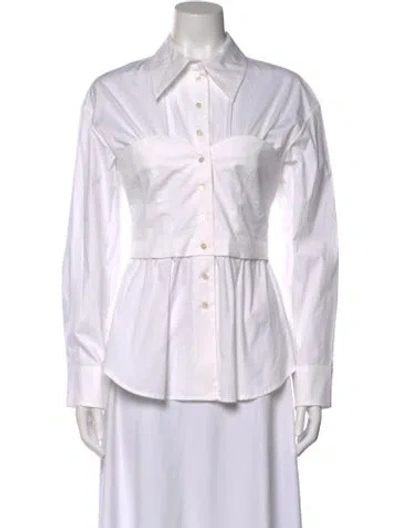 Pre-owned A.w.a.k.e. Long Sleeve Button-up Top W/ Tags In White