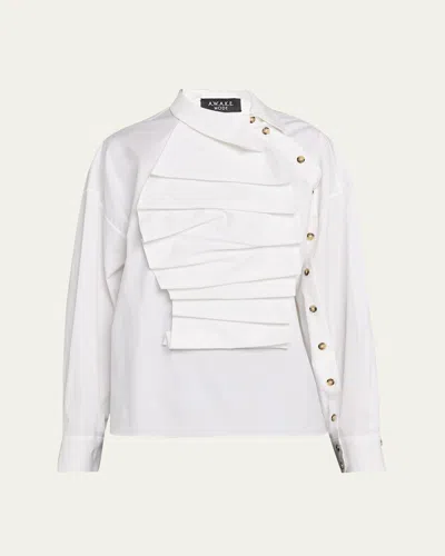 A.w.a.k.e. Long-sleeve Poplin Bib Top In White