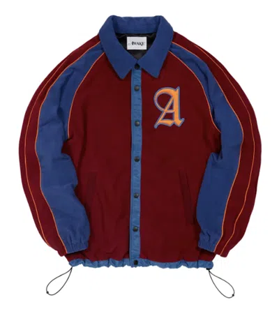 Pre-owned Awake Men's  Baseball Fleece Jacket In Burgundy/blue