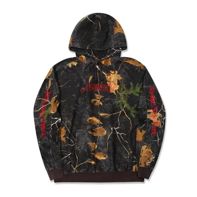Pre-owned Awake Men's  Classic Outline Logo Paneled Embroidered Hoodie In Real Tree In Green