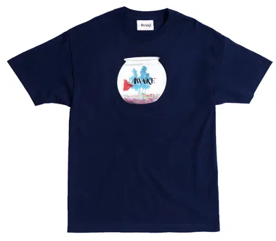 Pre-owned Awake Men's  Fish Bowl Tee Shirt In Navy Blue
