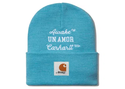 Pre-owned Awake Men's  Ny X Carhartt Wip Un Amor Beanie In Blue