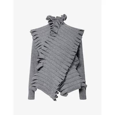 A.w.a.k.e. Mens Front-panel Pleats Wool And Cashmere Knitted Jumper Mid Grey Melange In Gray