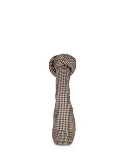 A.w.a.k.e. Mia Knotted Gingham Shoulder Bag In Brown