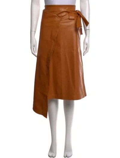 Pre-owned A.w.a.k.e. Midi Length Skirt In Brown
