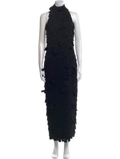 Pre-owned A.w.a.k.e. Mock Neck Long Dress In Black