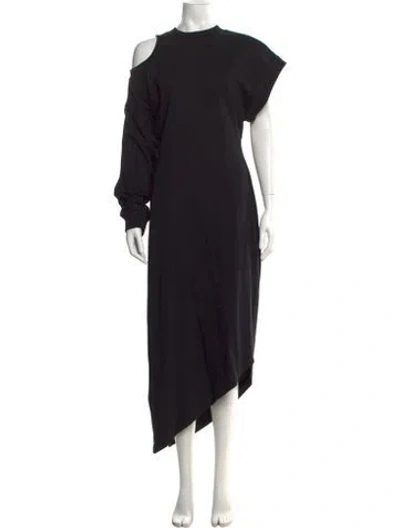 Pre-owned A.w.a.k.e. Mock Neck Long Dress In Black