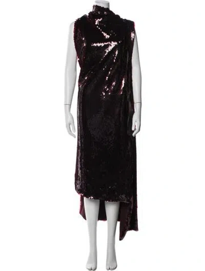 Pre-owned A.w.a.k.e. Mock Neck Long Dress W/ Tags In Burgundy
