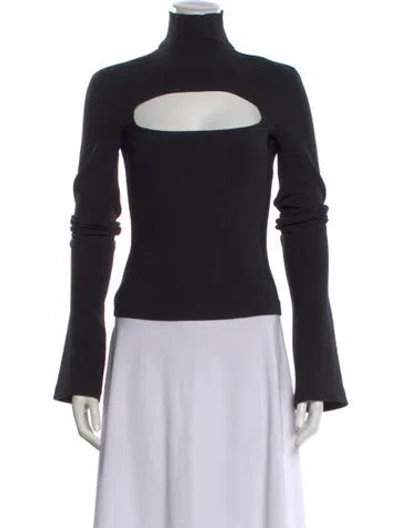 Pre-owned A.w.a.k.e. Mock Neck Long Sleeve Top In Black