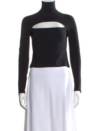 Pre-owned A.w.a.k.e. Mock Neck Long Sleeve Top In Black