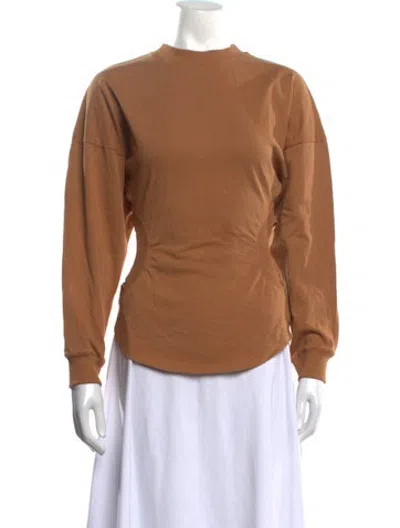 Pre-owned A.w.a.k.e. Mock Neck Long Sleeve Top In Brown