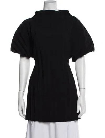 Pre-owned A.w.a.k.e. Mock Neck Short Sleeve Top In Black