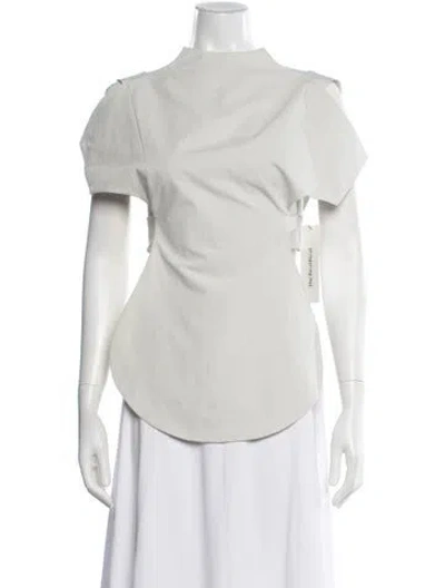 Pre-owned A.w.a.k.e. Mock Neck Short Sleeve Top In Neutral