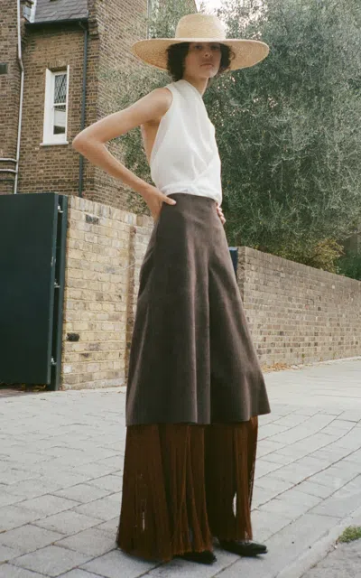 A.w.a.k.e. Mode Asymmetric Draped Crepe Top In Gray