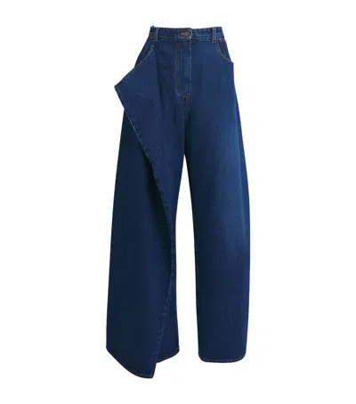 A.w.a.k.e. Mode Asymmetric Wrap-detail Jeans In Blue