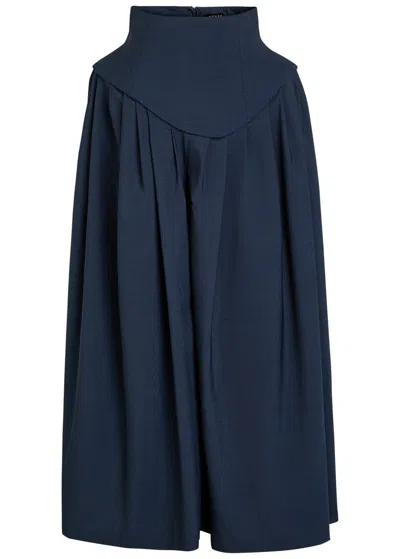 A.w.a.k.e. A.w.a.k.e Mode Basque Pleated Wide-leg Wool-blend Trousers In Blue