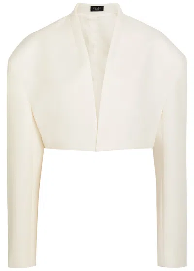 A.w.a.k.e. A.w.a.k.e Mode Cropped Woven Tuxedo Jacket In White