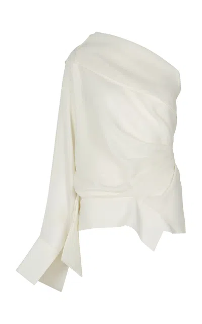 A.w.a.k.e. Mode Deconstructed Twill Top In White