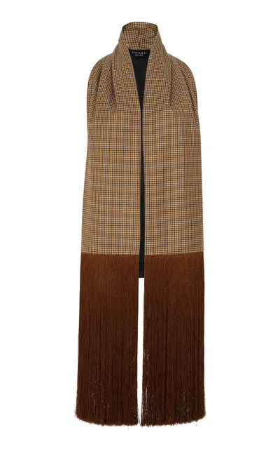 A.w.a.k.e. Mode Fringed Wool Scarf Vest In Brown