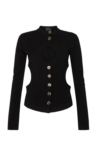 A.w.a.k.e. Mode Long Sleeved Knit Top In Black