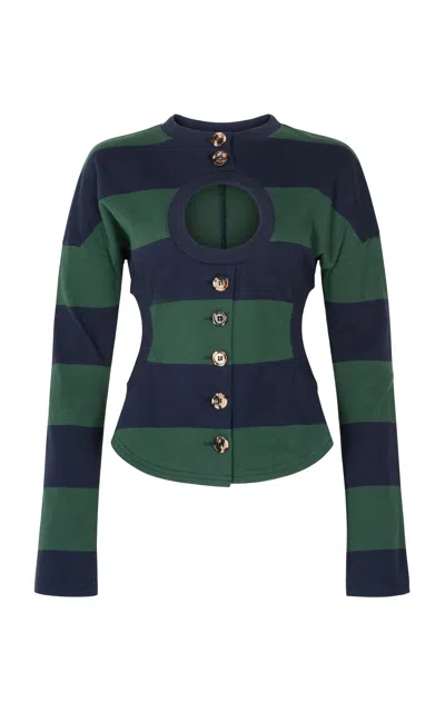 A.w.a.k.e. Mode Long-sleeved Cotton Top In Blue