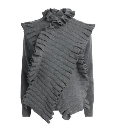 A.w.a.k.e. Mode Merino Wool-cashmere Pleated Sweater In Gray