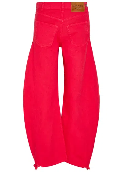 A.w.a.k.e. A.w.a.k.e Mode Mirrored Effect Barrel-leg Denim Jeans In Red