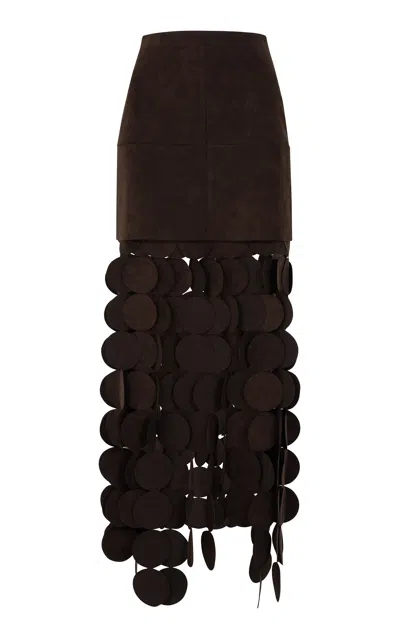 A.w.a.k.e. Mode Multi Circle Fringed Mini Skirt In Brown