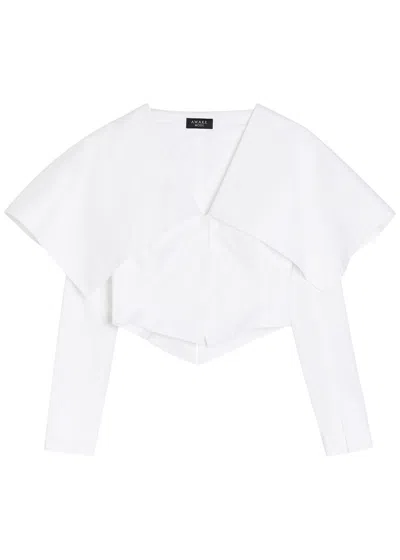 A.w.a.k.e. A.w.a.k.e Mode Oversized-collar Cropped Cotton-blend Jacket In White