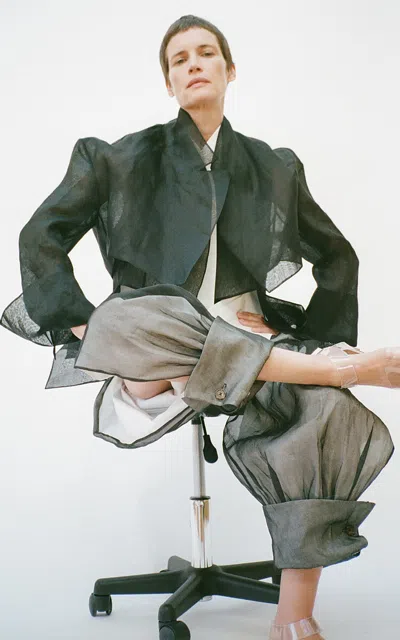 A.w.a.k.e. Mode Oversized Silk Vest In Green