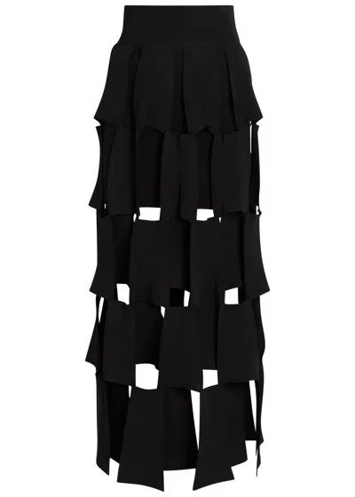 A.w.a.k.e. A.w.a.k.e Mode Panelled Trapeze Knit Midi Skirt In Black