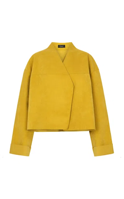 A.w.a.k.e. Mode Power Shoulder Crepe Jacket In Yellow