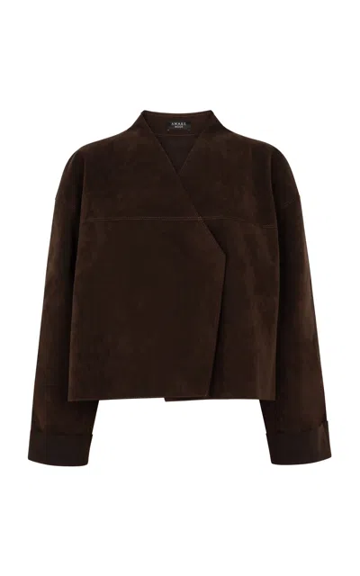 A.w.a.k.e. Mode Power Shoulder Twill Jacket In Brown