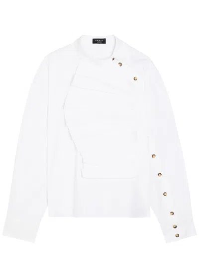 A.w.a.k.e. A.w.a.k.e Mode Ruffled Asymmetric Stretch-cotton Shirt In White