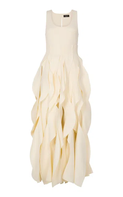 A.w.a.k.e. Mode Sculped Flared Crepe Maxi Dress In White