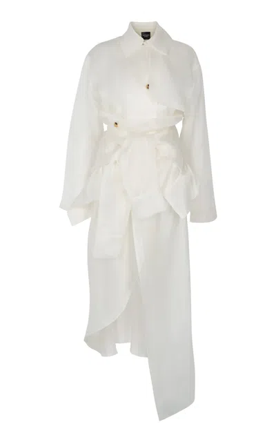 A.w.a.k.e. Mode Sheer Silk Trench Coat In White
