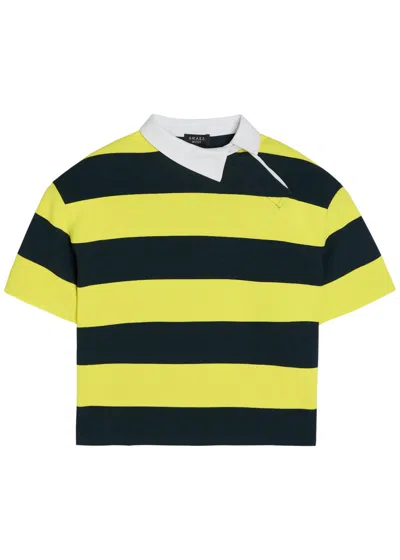 A.w.a.k.e. A.w.a.k.e Mode Striped Asymmetric Knit Rugby Polo Top In Multi