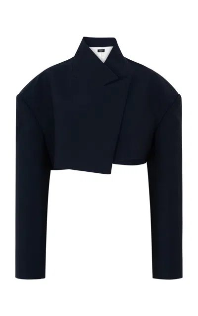 A.w.a.k.e. Mode Tailored Oversized Stretch-wool Jacket In Navy