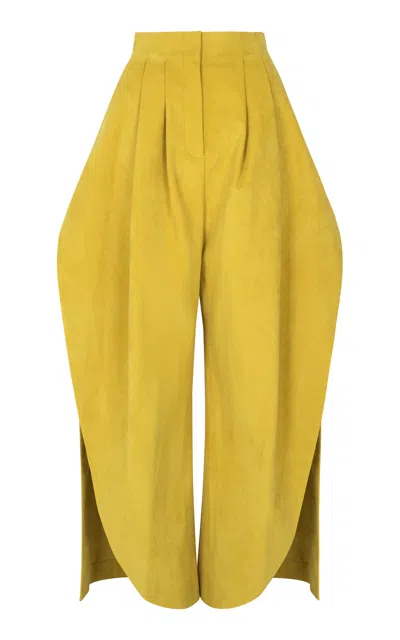 A.w.a.k.e. Mode Tailored Satin Barrel-leg Pants In Gold