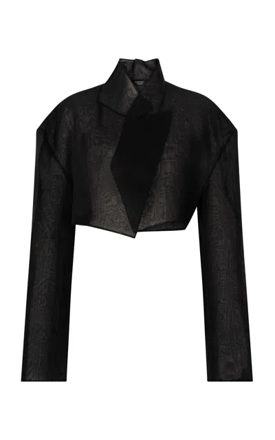 A.w.a.k.e. Mode Tailored Sheer Silk Jacket In Black