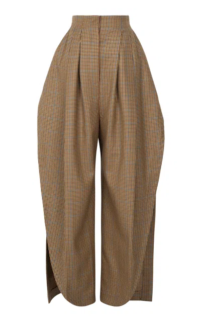 A.w.a.k.e. Mode Tailored Wool Barrel-leg Pants In Brown