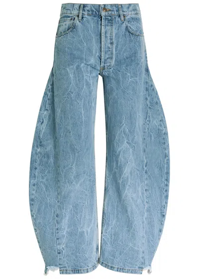 A.w.a.k.e. A.w.a.k.e Mode Washed Barrel-leg Jeans In Blue