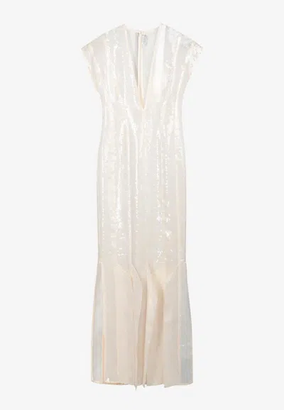 A.w.a.k.e. Multi-panel Sequined Midi Dress In White